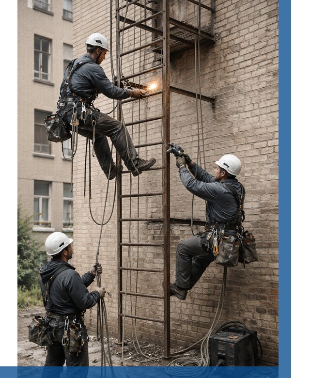 Ремонт пожарной лестницы в Каспийске от 7636 р. | ВЫСОТНИК-Ксп