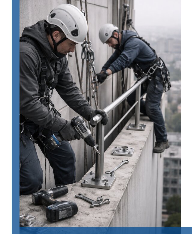 Монтаж перил на высоте в Каспийске для жилых и промобъектов