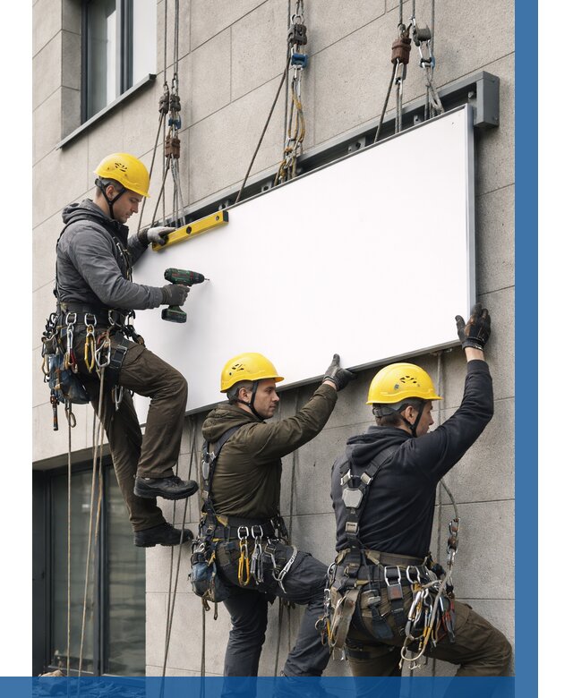 Монтаж рекламной вывески в Каспийске от 8145 р. | ВЫСОТНИК-Ксп