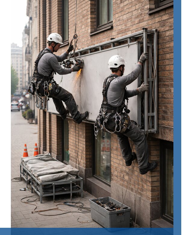 Демонтаж рекламной вывески в Каспийске от 6618 р. | ВЫСОТНИК-Ксп