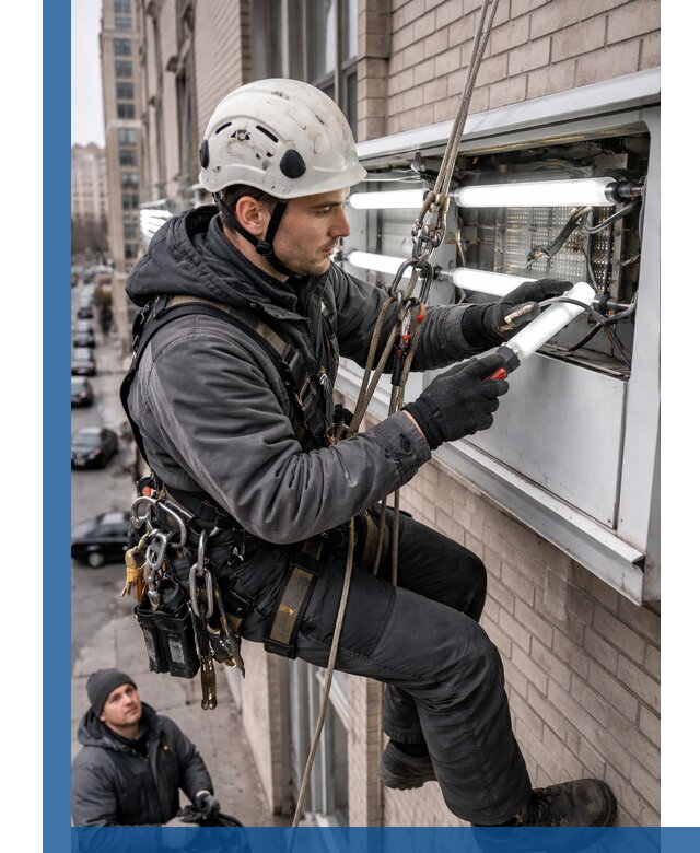 Профессиональная замена ламп в наружной вывеске в Каспийске