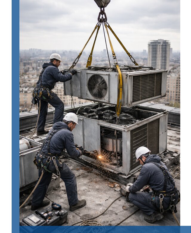 Демонтаж крышной установки в Каспийске любой сложности