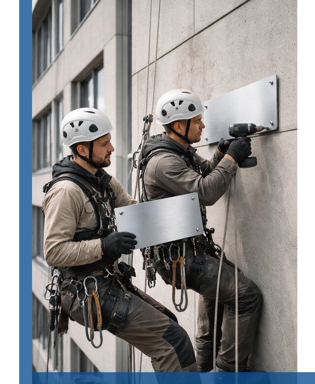 Монтаж табличек и указателей в Каспийске для зданий и сооружений