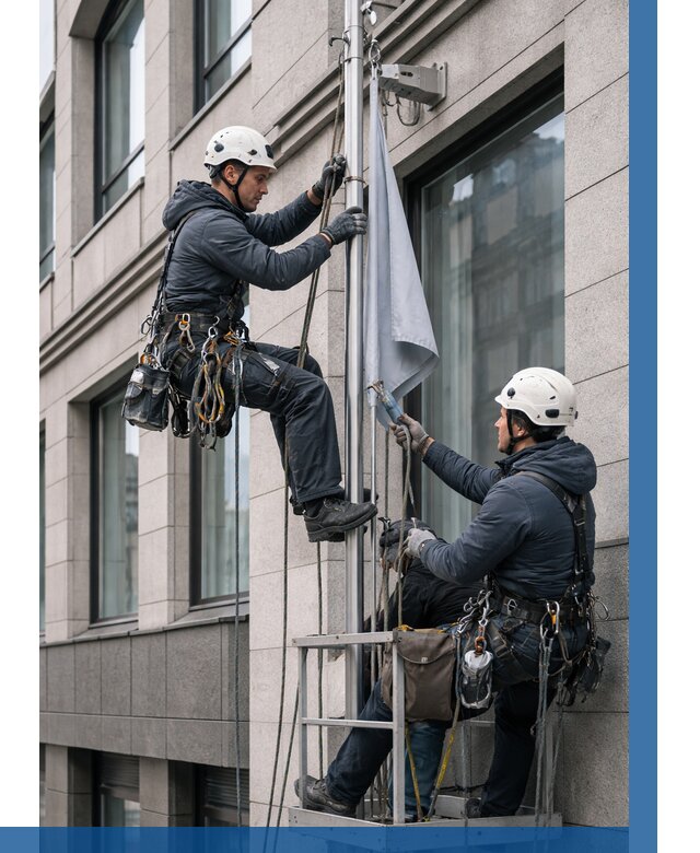 Установка флагов на фасаде в Каспийске от 4581 р. | ВЫСОТНИК-Ксп