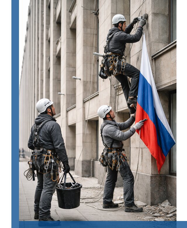 Профессиональная установка флагов на фасаде в Каспийске