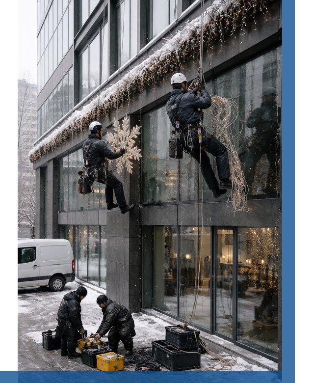 Демонтаж новогоднего оформления в Каспийске от 5600 р. | ВЫСОТНИК-Ксп