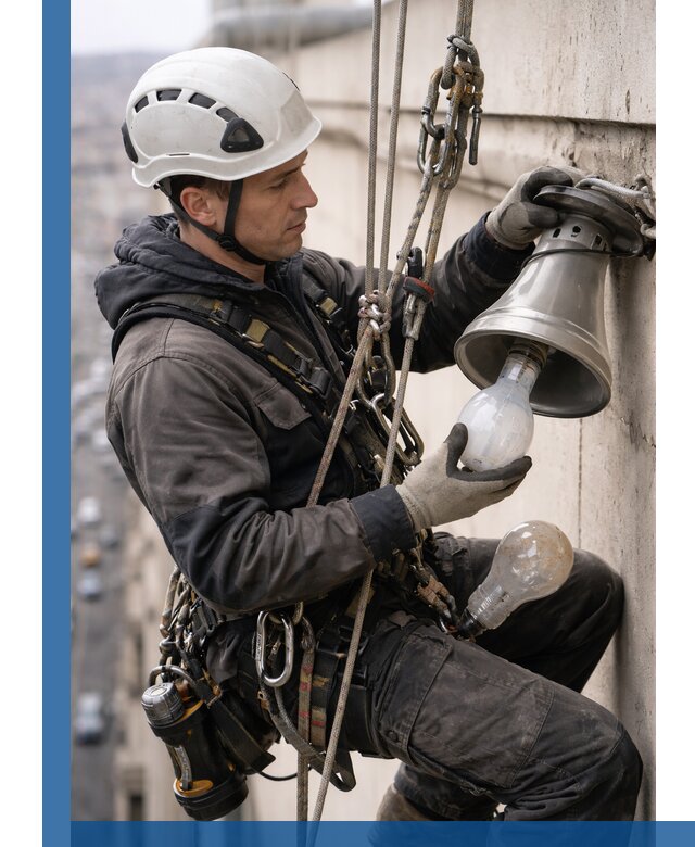 Замена ламп на высоте в Каспийске профессионально и быстро