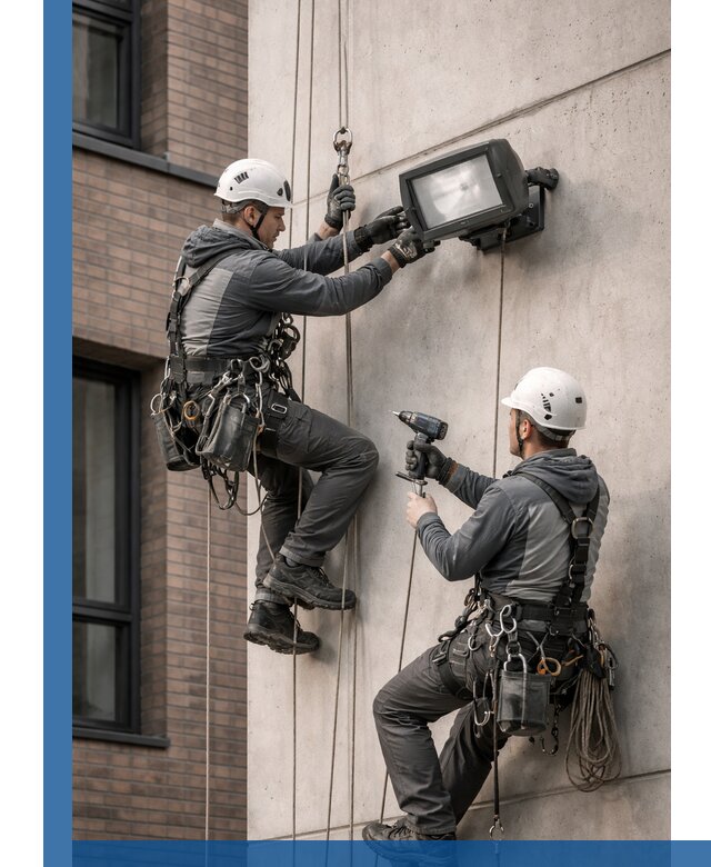 Профессиональный монтаж фасадных прожекторов в Каспийске под ключ