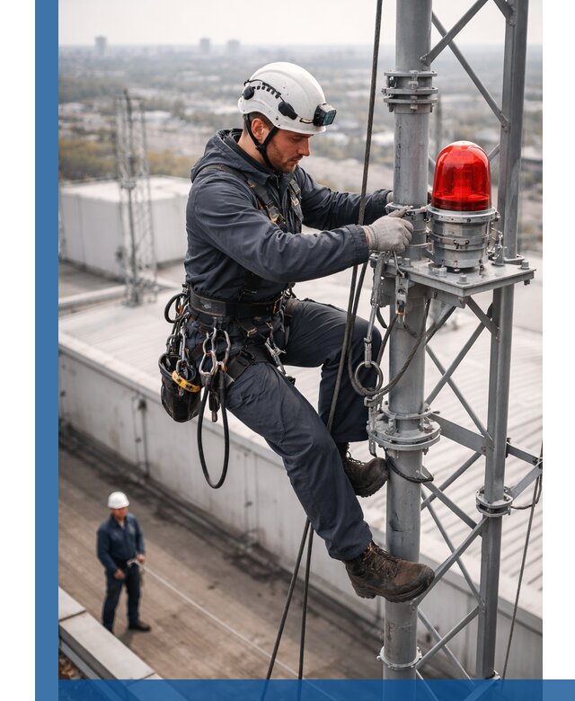Монтаж заградительных огней и обслуживание объектов в Каспийске
