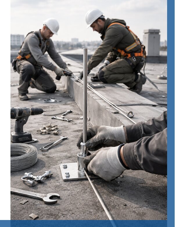 Монтаж молниезащиты на кровле в Каспийске цена от 25453 р. | ВЫСОТНИК-Ксп