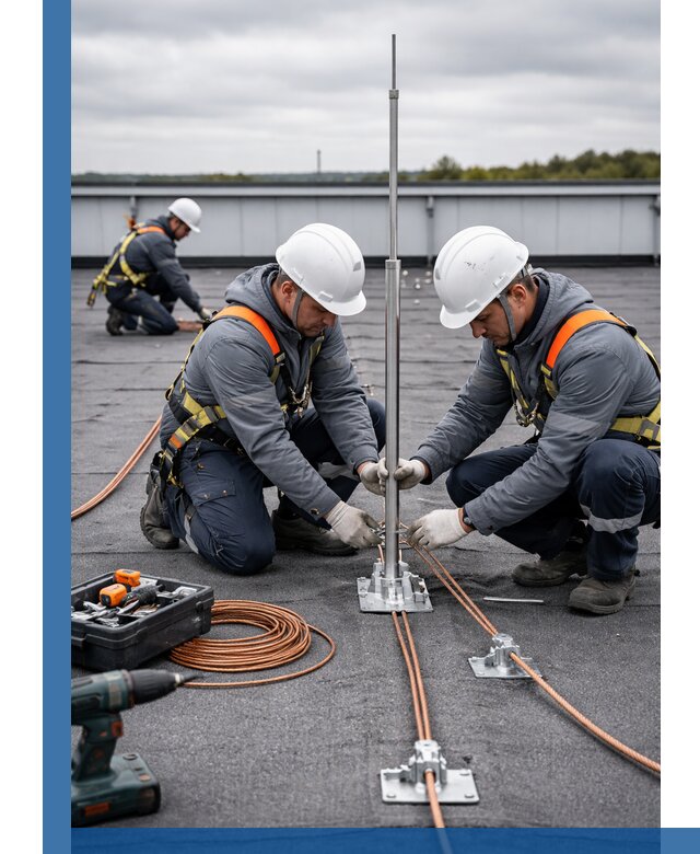 Монтаж молниезащиты на кровле в Каспийске под ключ с гарантией