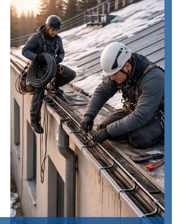 Монтаж греющего кабеля на кровле в Каспийске от 458 р. | ВЫСОТНИК-Ксп