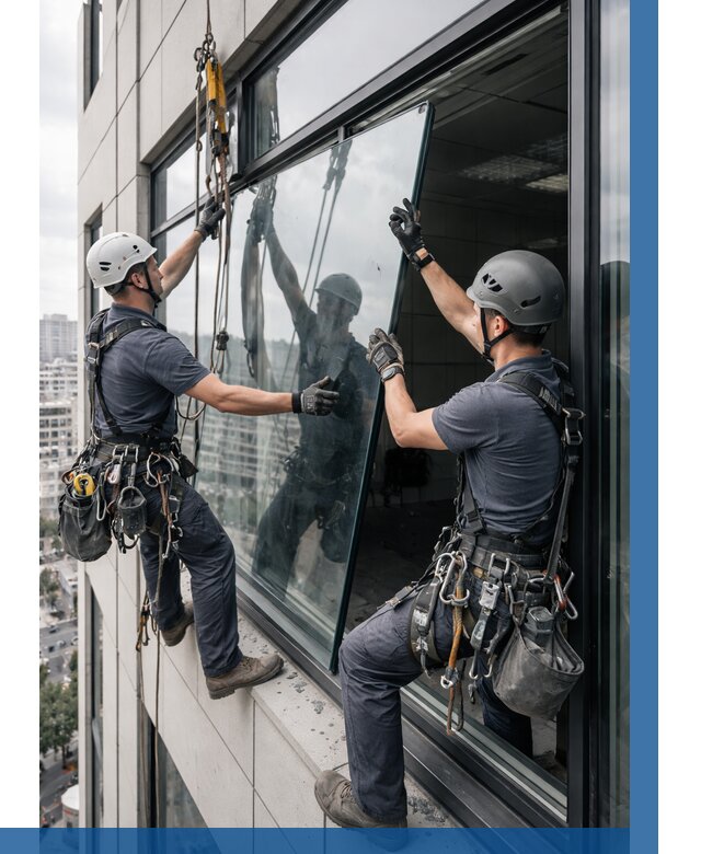 Замена стеклопакетов на высоте в Каспийске от 5600 р. | ВЫСОТНИК-Ксп