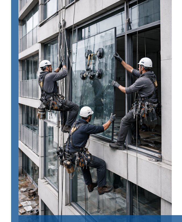 Фасадное остекление и монтаж витражей зданий в Каспийске под ключ