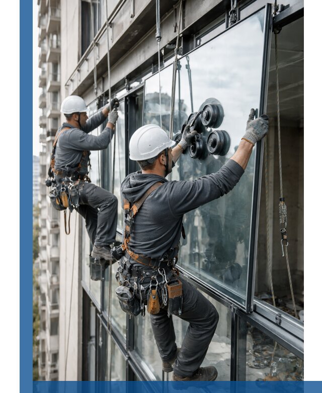 Витражное остекление фасадов и лоджий в Каспийске под ключ