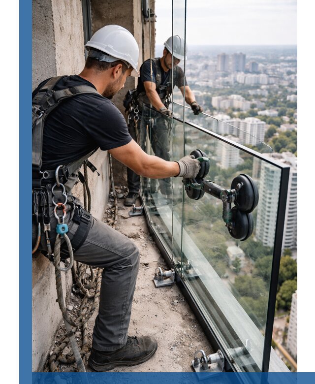 Монтаж стеклянных ограждений под ключ с гарантией в Каспийске