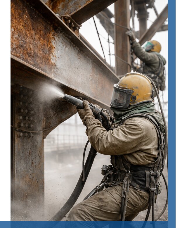 Пескоструйная очистка металлоконструкций в Каспийске по 611 р. ВЫСОТНИК-Ксп