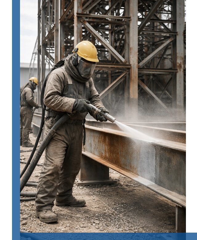 Пескоструйная очистка металлоконструкций в Каспийске промышленная