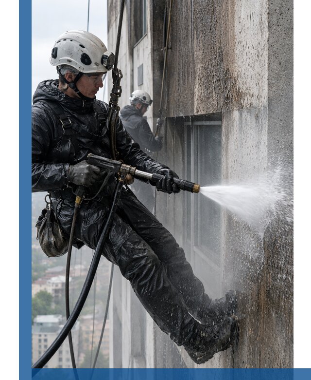 Гидроструйная очистка фасадов и конструкций в Каспийске