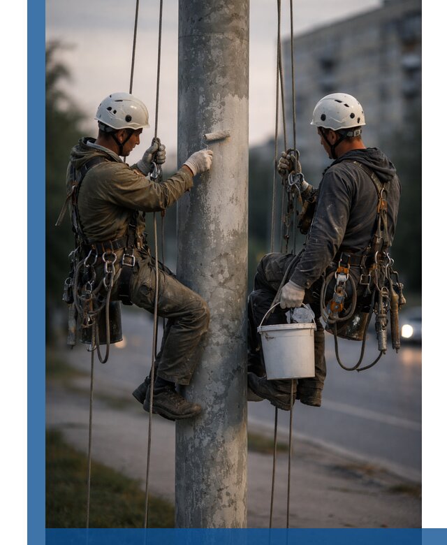 Покраска опор освещения и антикоррозийная защита в Каспийске
