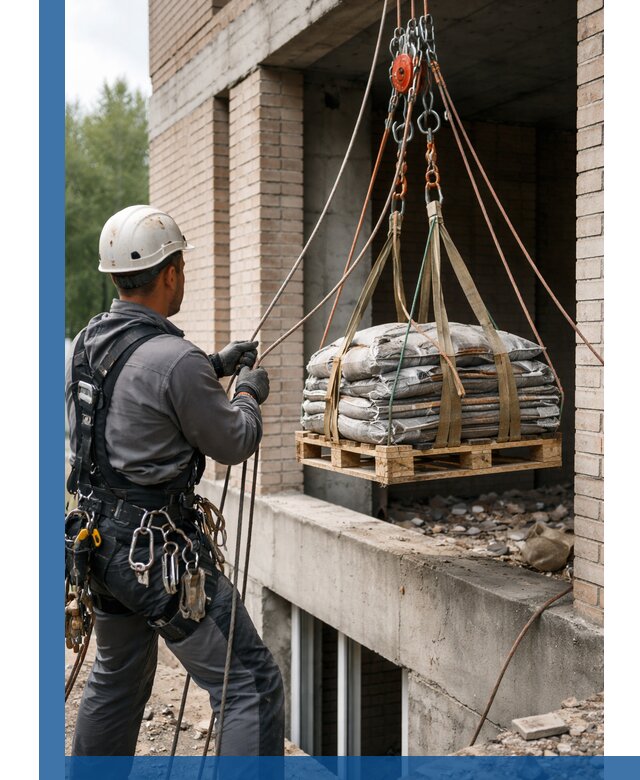 Подъем материалов на этаж веревками в Каспийске оперативно