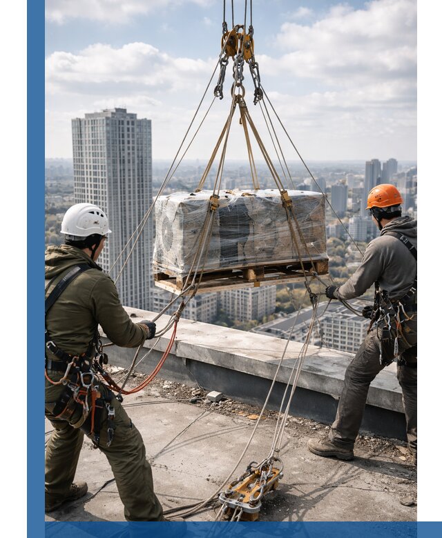 Подъем и монтаж крупногабаритных грузов на крышу в Каспийске