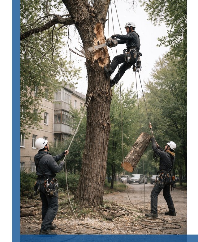 Срочное удаление аварийных деревьев в Каспийске с гарантией безопасности