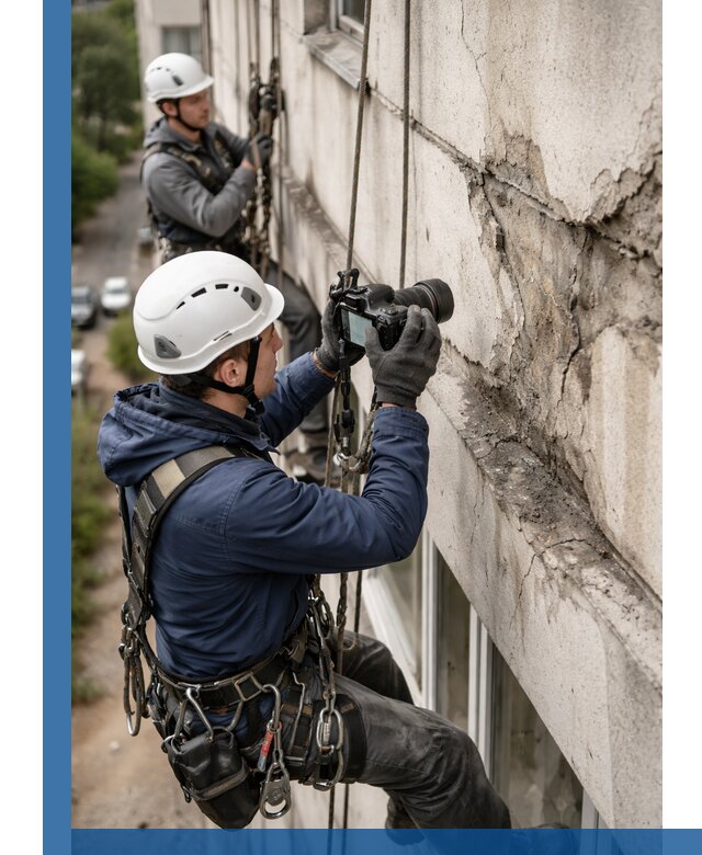 Фотофиксация дефектов фасада с высотной съемкой в Каспийске