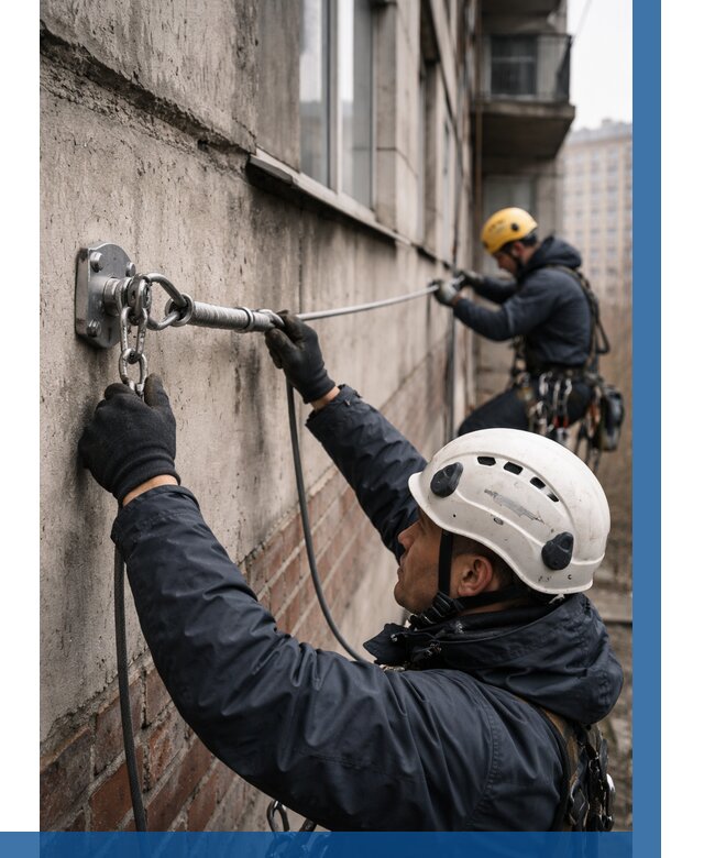 Монтаж анкерных линий в Каспийске от 3054 р. | ВЫСОТНИК-Ксп
